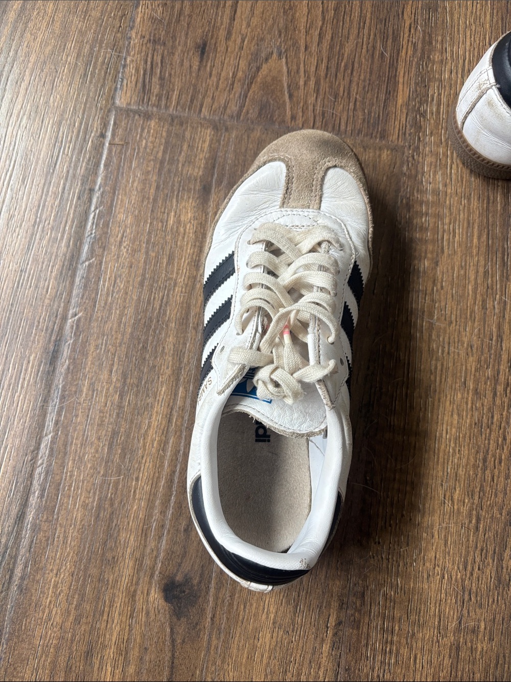 adidas Samba Retro White with Black Stripes and Brown Gum Sole - Picture 10 of 12